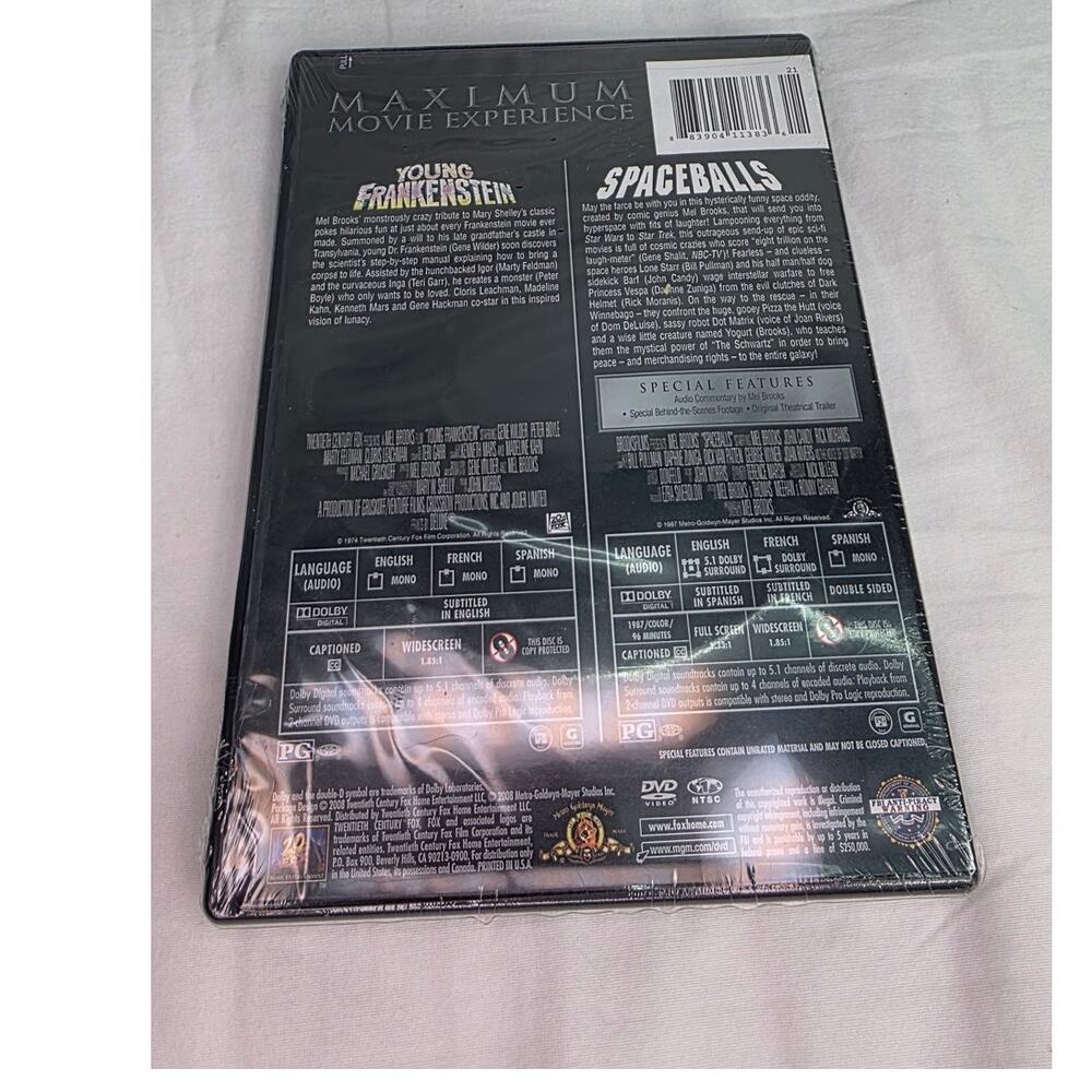 Young Frankenstein Spaceballs Double Feature DVD 2-Disc Set New Sealed PG - Picture 2 of 5